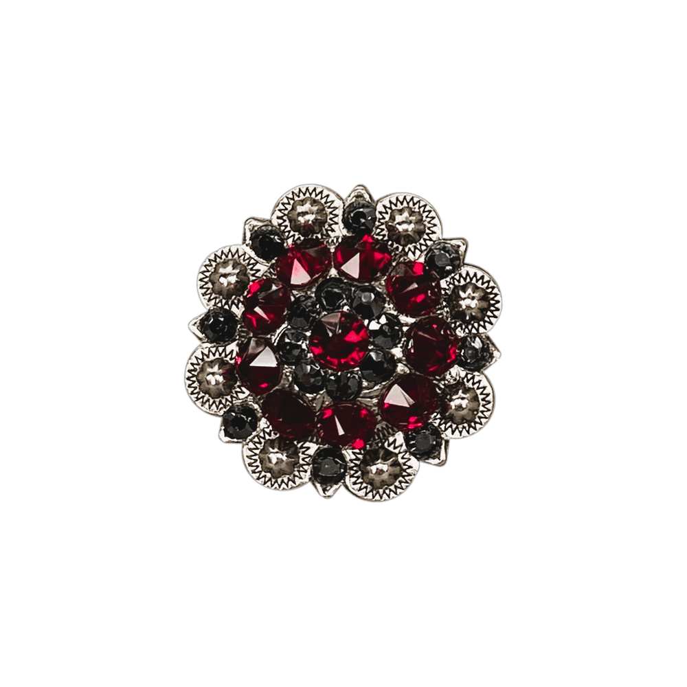 Ruby &amp; Jet Antique Silver 1.5" European Crystal Concho