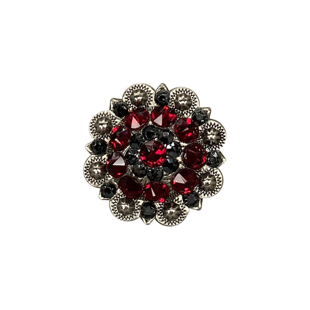 Antique Silver Ruby, Jet Crystal Conchos - Sizes from 1"- 3" and Buckles