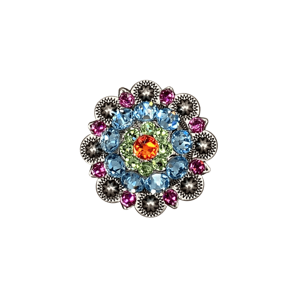 Tie Dye Antique Silver 1.5" European Crystal Concho