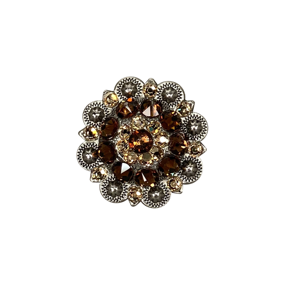 Antique Silver Topaz, Champagne Crystal Conchos - Sizes from 1"- 3" and Buckles