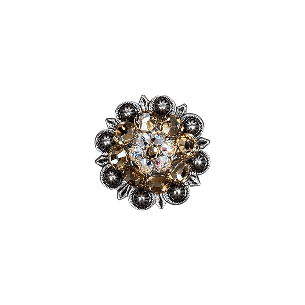 Champagne &amp; AB Antique Silver 1.25" European Crystal Concho