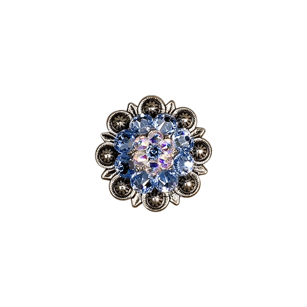 Light Sapphire &amp; AB Antique Silver 1.25" European Crystal Concho
