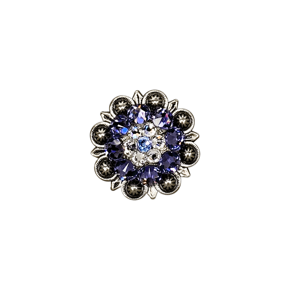Light Sapphire Clear &amp; Lilac Antique Silver 1.25" European Crystal Concho