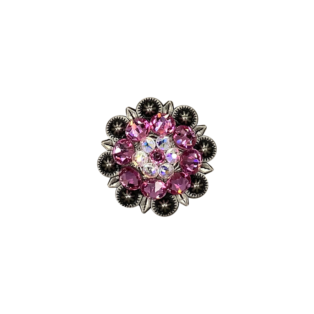 Antique Silver Pink, AB Crystal Conchos - Sizes from 1"- 3" and Buckles