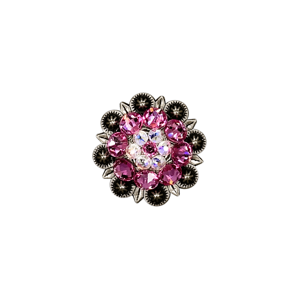 Pink &amp; AB Antique Silver 1.25" European Crystal Concho