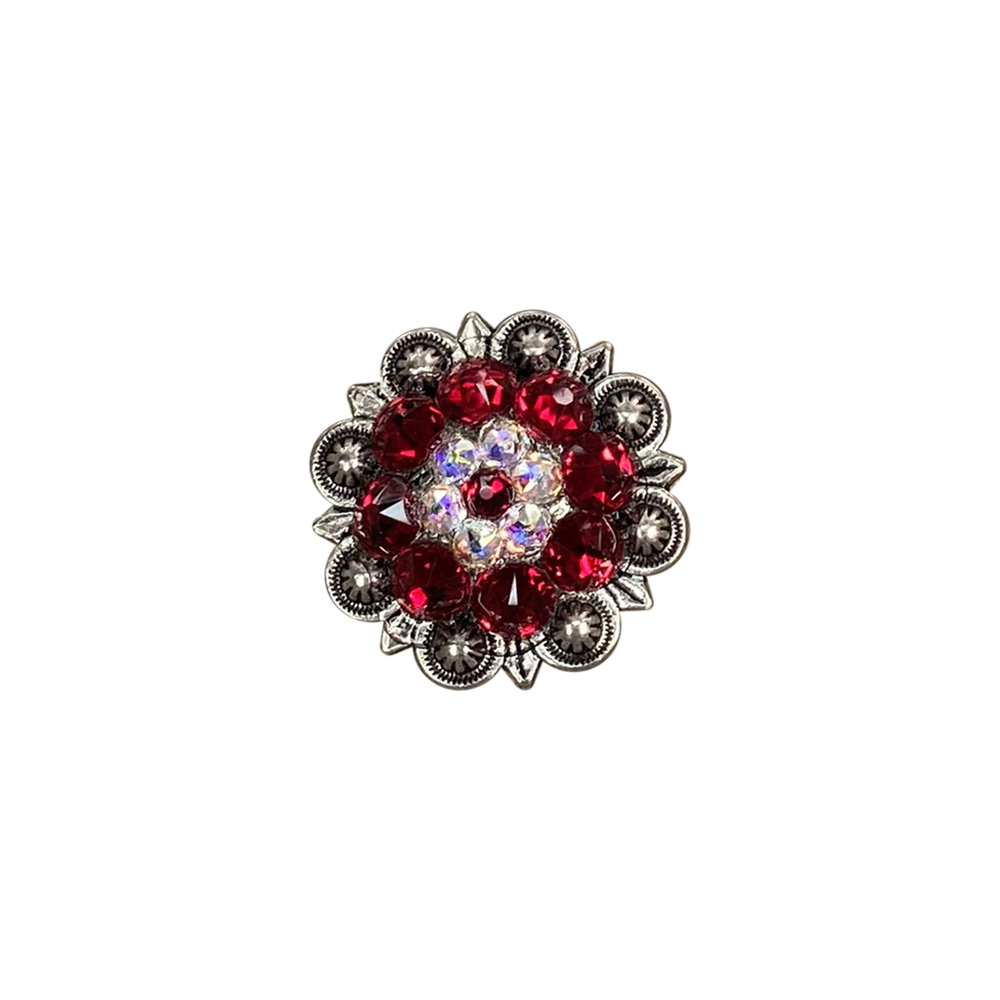 Antique Silver Ruby, AB Crystal Conchos - Sizes from 1"- 3" and Buckles