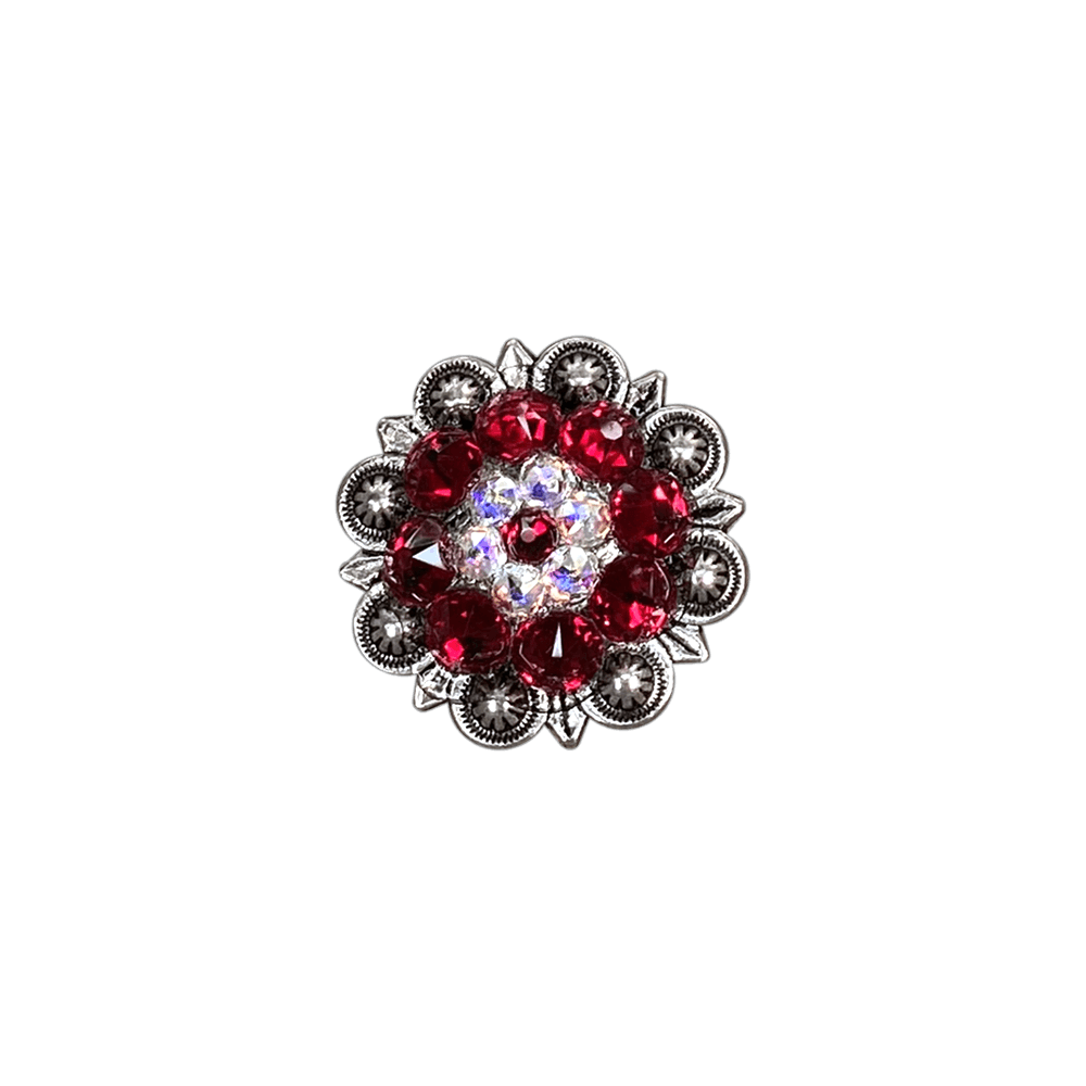 Red &amp; AB Antique Silver 1.25" European Crystal Concho