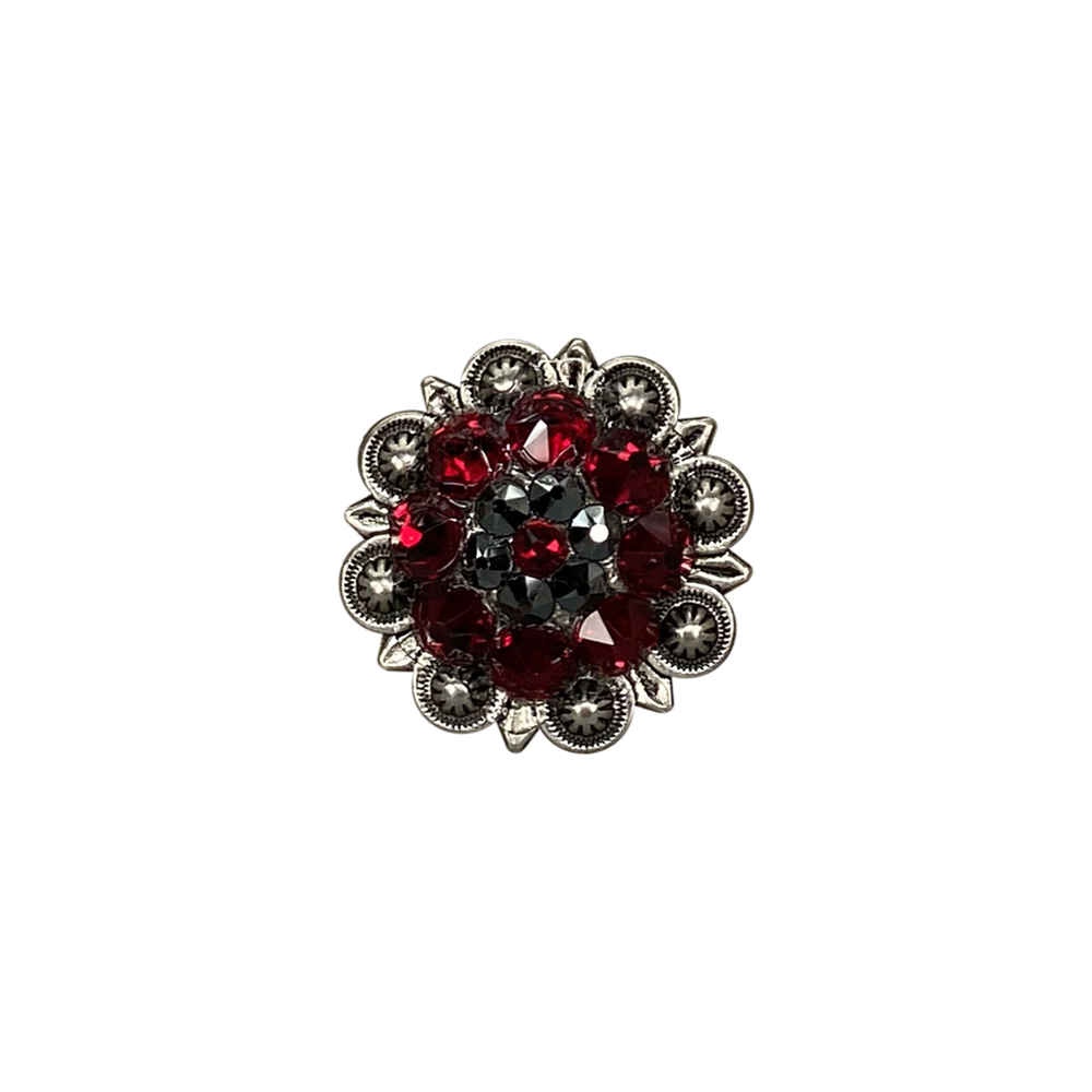 Antique Silver Ruby, Jet Crystal Conchos - Sizes from 1"- 3" and Buckles