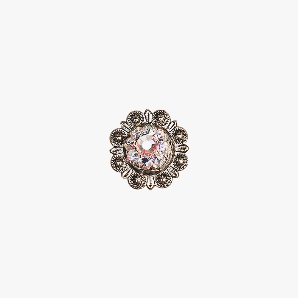 Antique Silver AB Crystal Conchos - Sizes from 1"- 3" and Buckles