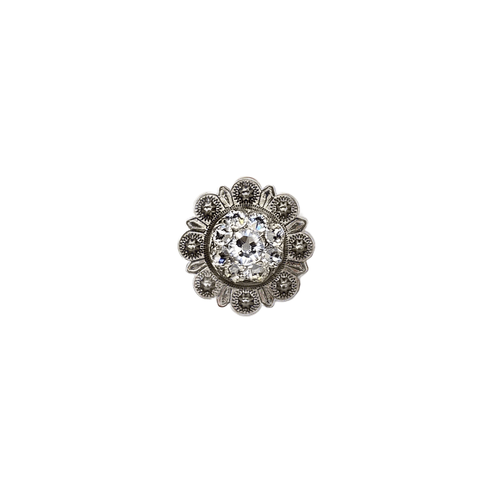 Clear Antique Silver 1" European Crystal Concho