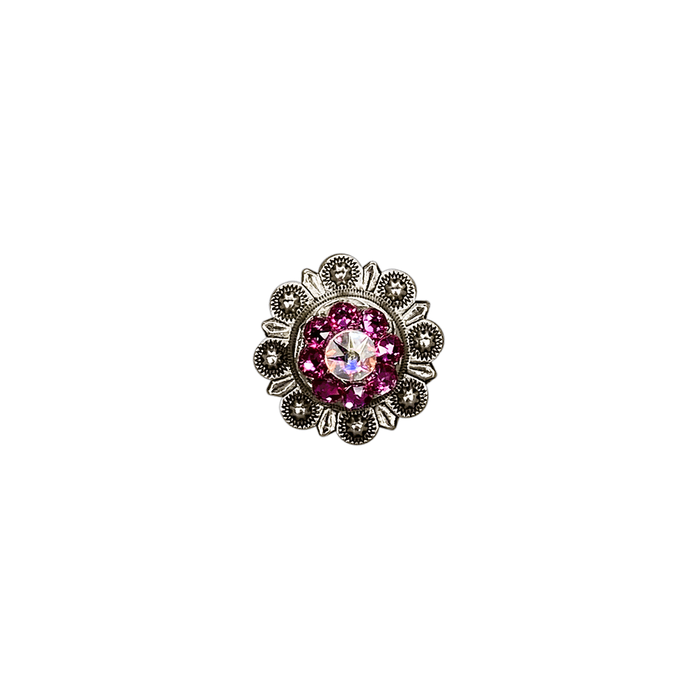 Fuchsia &amp; AB Antique Silver 1" European Crystal Concho
