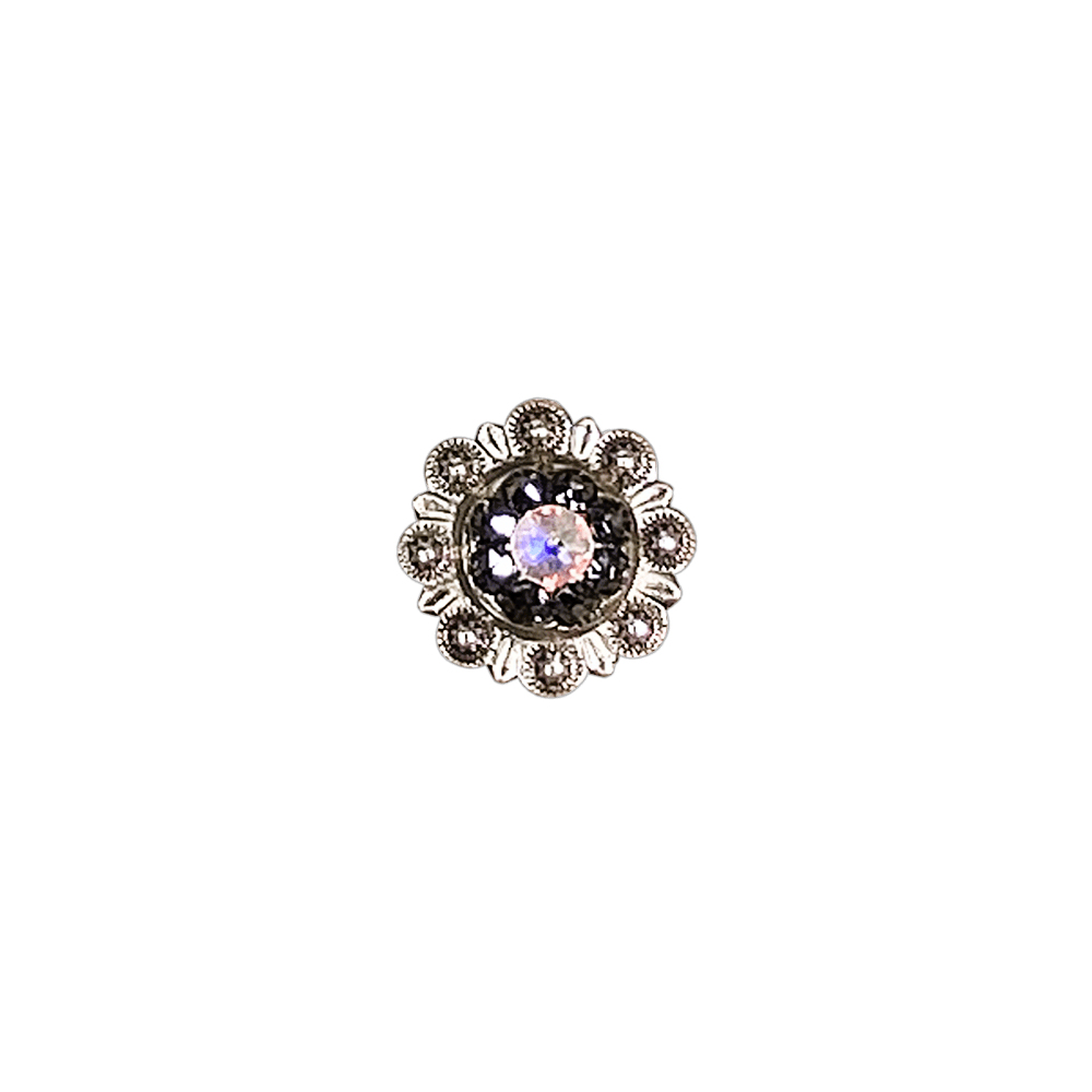 Jet &amp; AB Antique Silver 1" European Crystal Concho