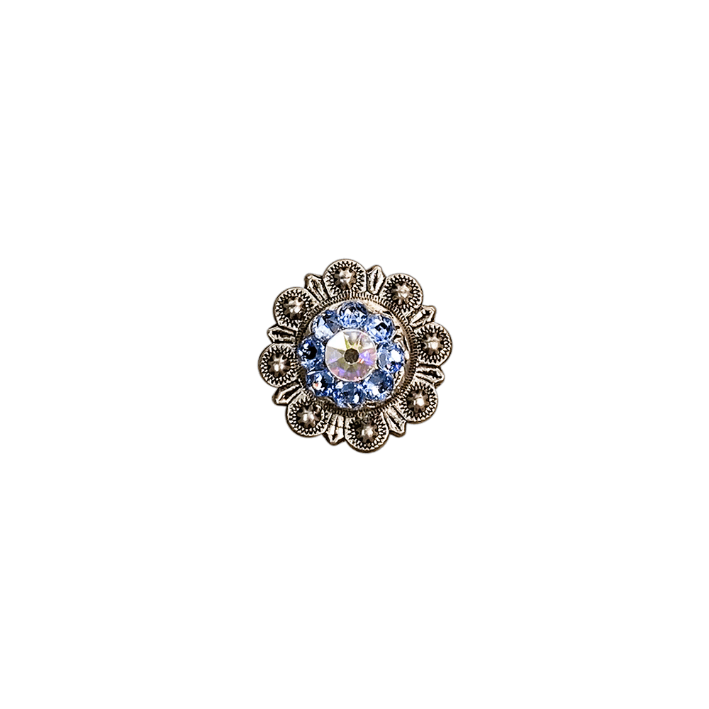 Light Sapphire &amp; AB Antique Silver 1" European Crystal Concho