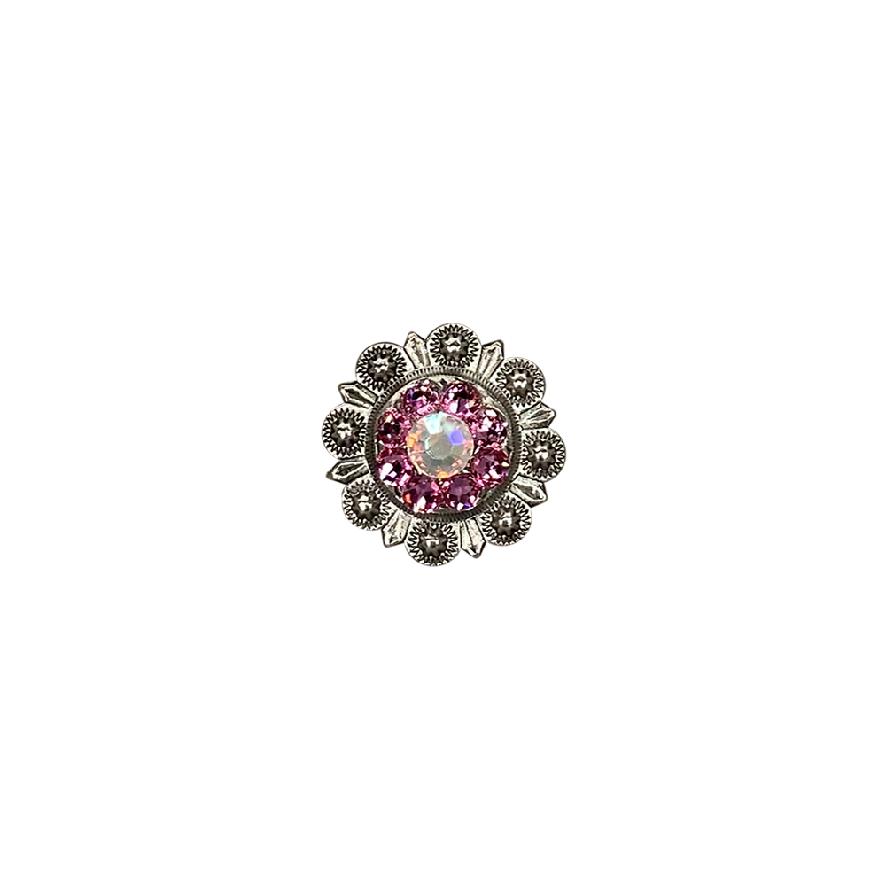 Antique Silver Pink, AB Crystal Conchos - Sizes from 1"- 3" and Buckles
