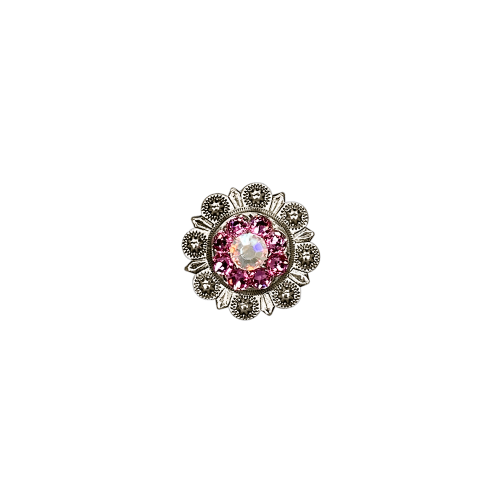 Pink &amp; AB Antique Silver 1" European Crystal Concho