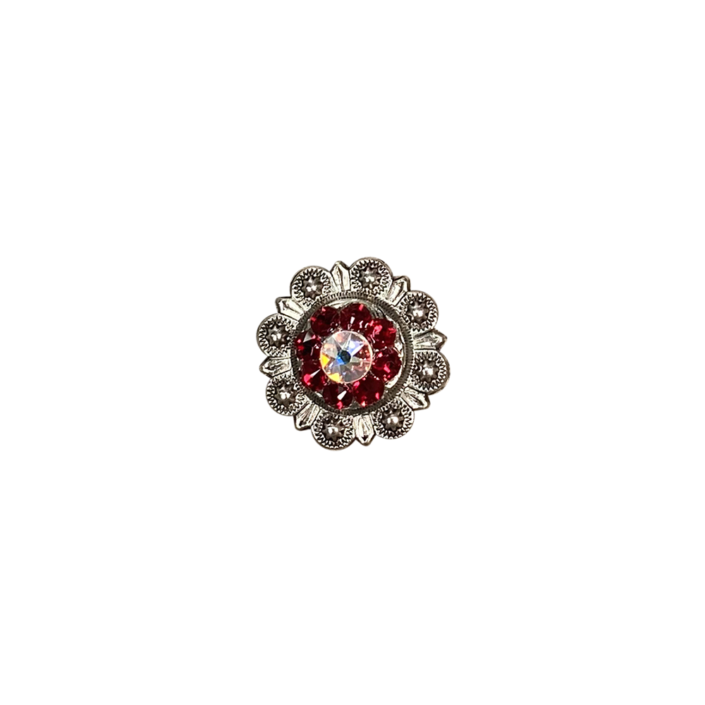 Antique Silver Ruby, AB Crystal Conchos - Sizes from 1"- 3" and Buckles