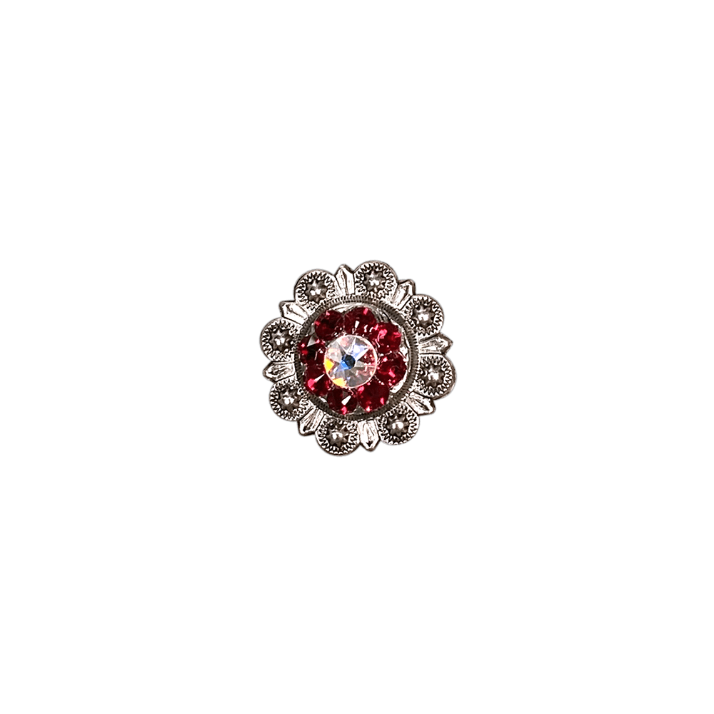 Red &amp; AB Antique Silver 1" European Crystal Concho
