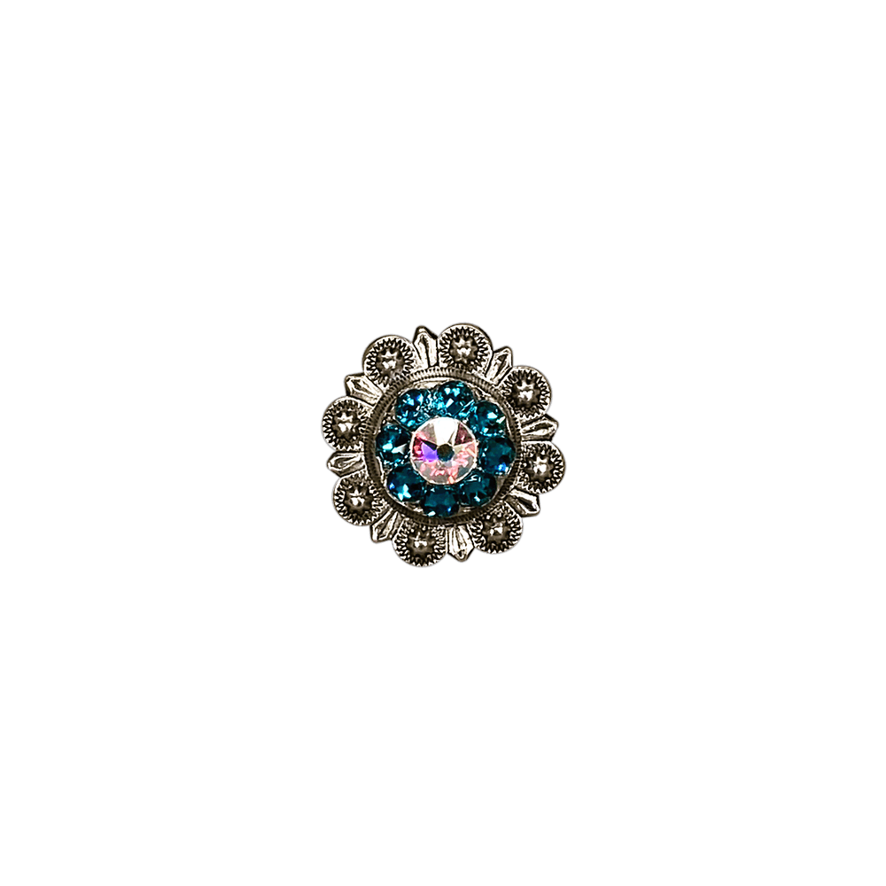 Teal &amp; AB Antique Silver 1" European Crystal Concho