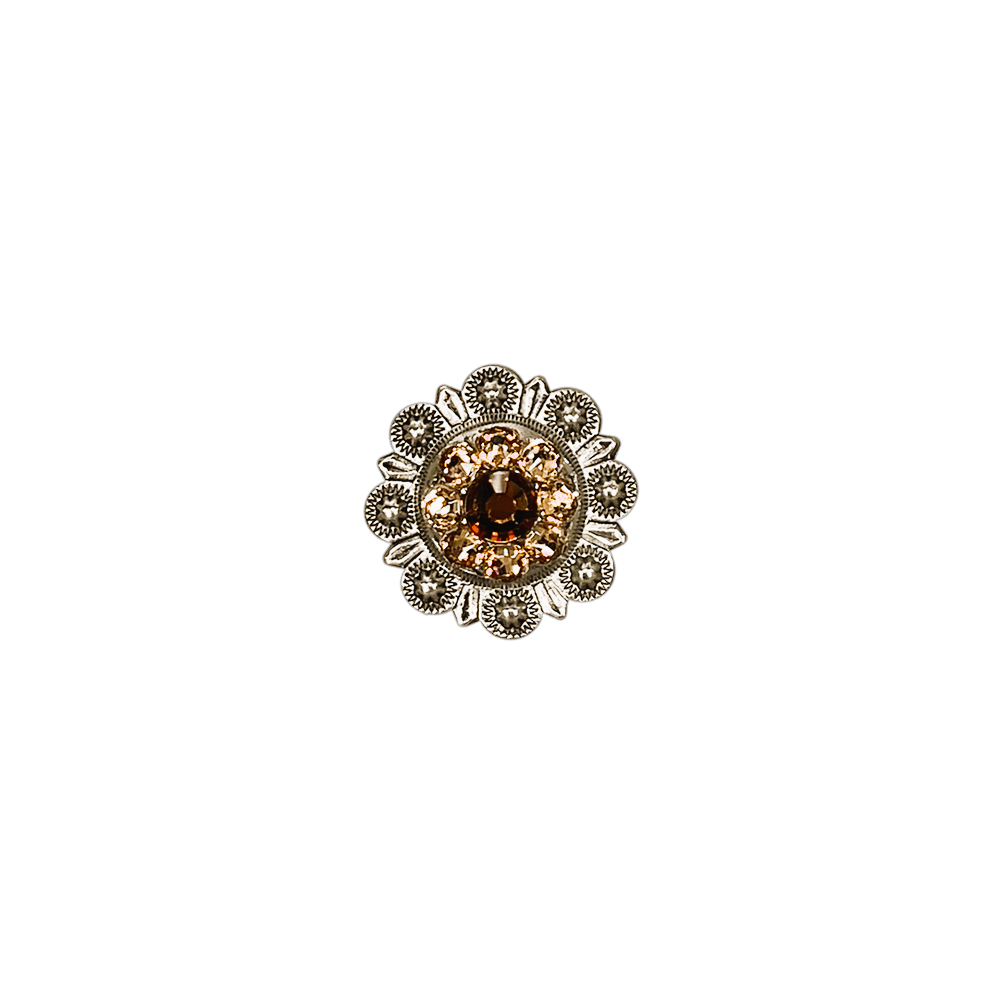 Topaz &amp; Champagne Antique Silver 1" European Crystal Concho