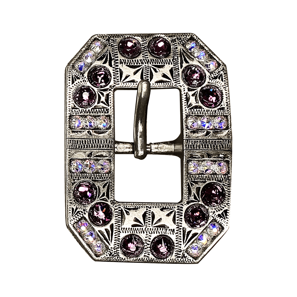 Amethyst &amp; AB Antique Silver European Crystal Square Cart Buckle