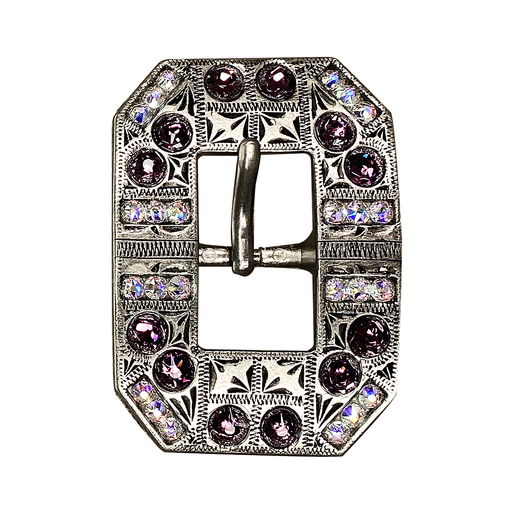 Antique Silver Amethyst, AB Crystal Conchos - Sizes from 1"- 3" and Buckles