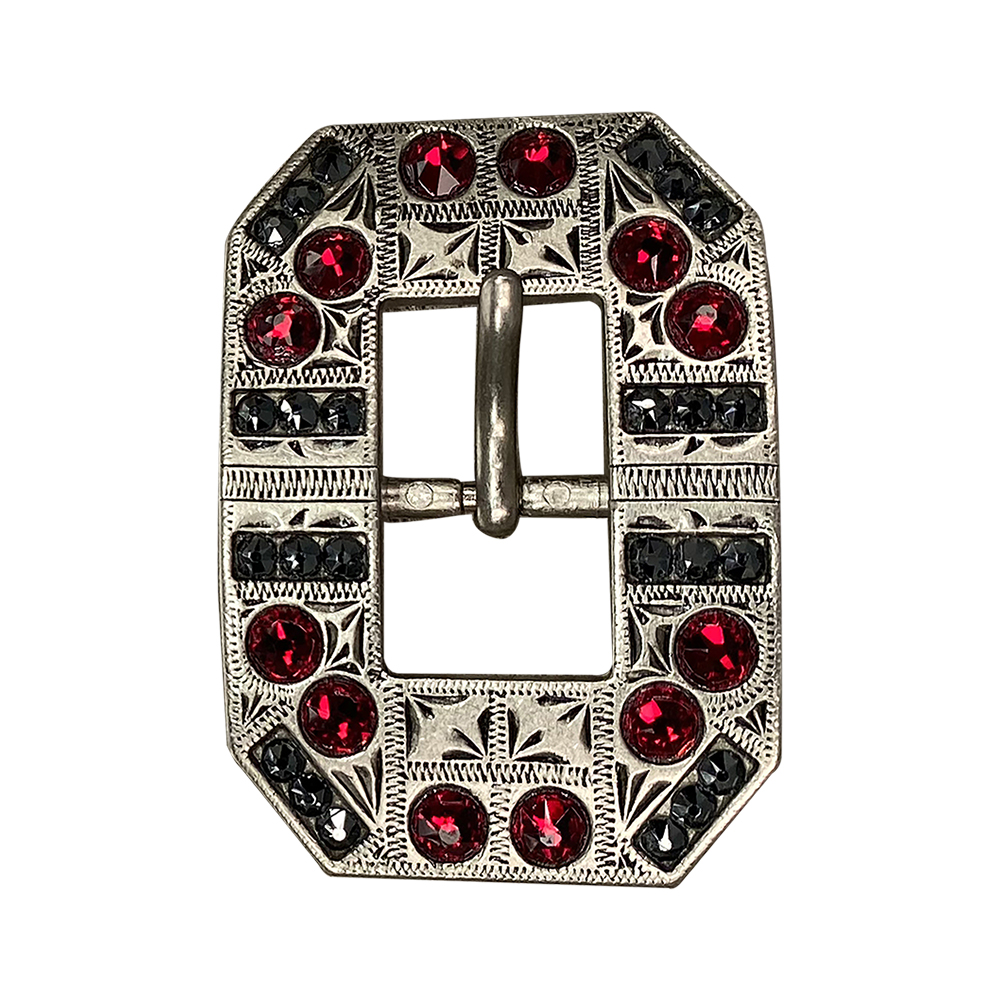 Antique Silver Ruby, Jet Crystal Conchos - Sizes from 1"- 3" and Buckles