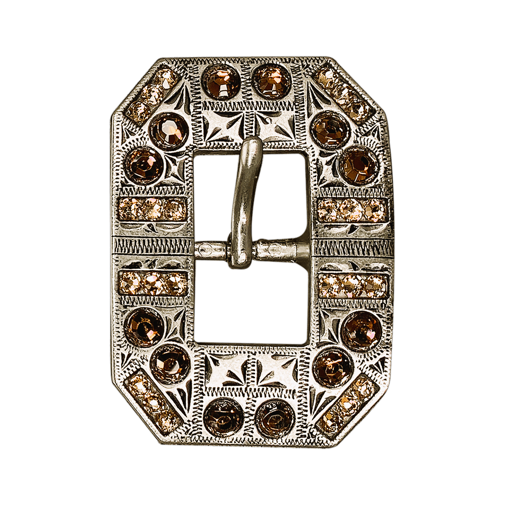 Topaz &amp; Champagne Antique Silver European Crystal Square Cart Buckle