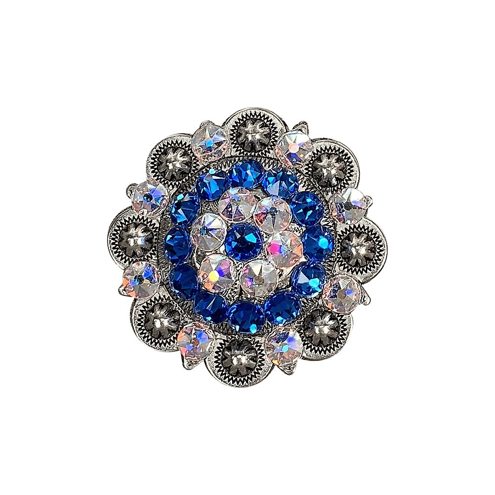 Capri &amp; AB Antique Silver 2" European Crystal Concho