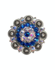 Antique Silver Capri, AB Crystal Conchos - Sizes from 1"- 3" and Buckles