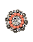Antique Silver Coral, Clear Crystal Conchos - Sizes from 1"- 3" and Buckles