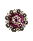 Antique Silver Fuchsia, AB Crystal Conchos - Sizes from 1"- 3" and Buckles