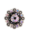 Antique Silver Jet, AB Crystal Conchos - Sizes from 1"- 3" and Buckles