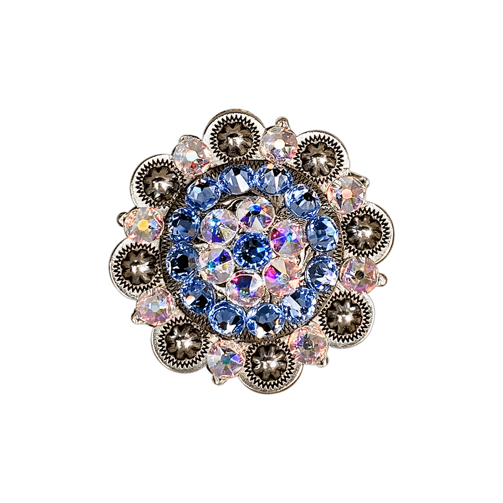 Light Sapphire &amp; AB Antique Silver 2" European Crystal Concho
