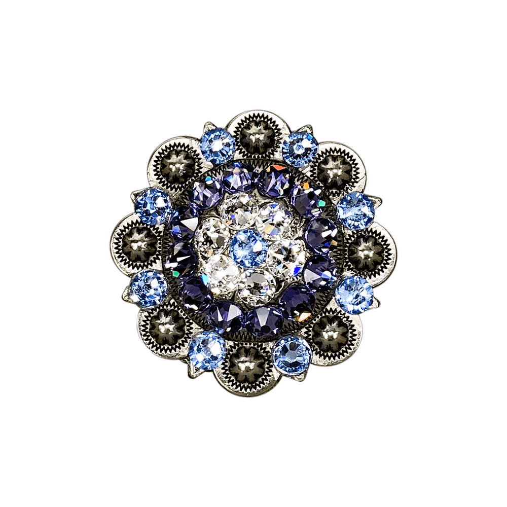 Light Sapphire Clear &amp; Lilac Antique Silver 2" European Crystal Concho