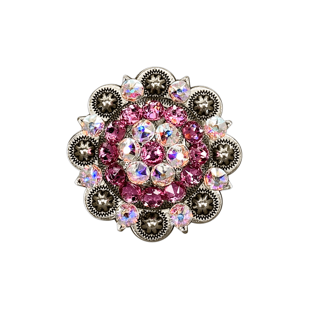 Pink &amp; AB Antique Silver 2" European Crystal Concho
