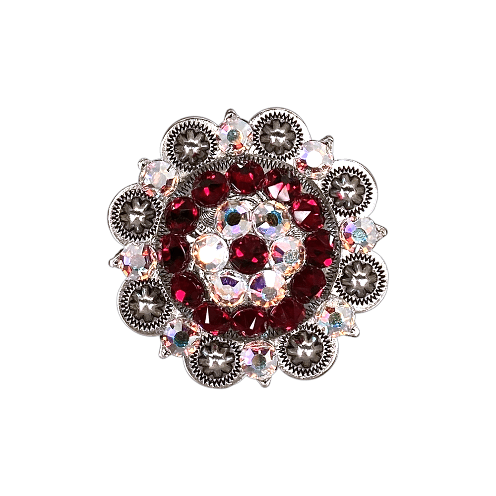 Red &amp; AB Antique Silver 2" European Crystal Concho