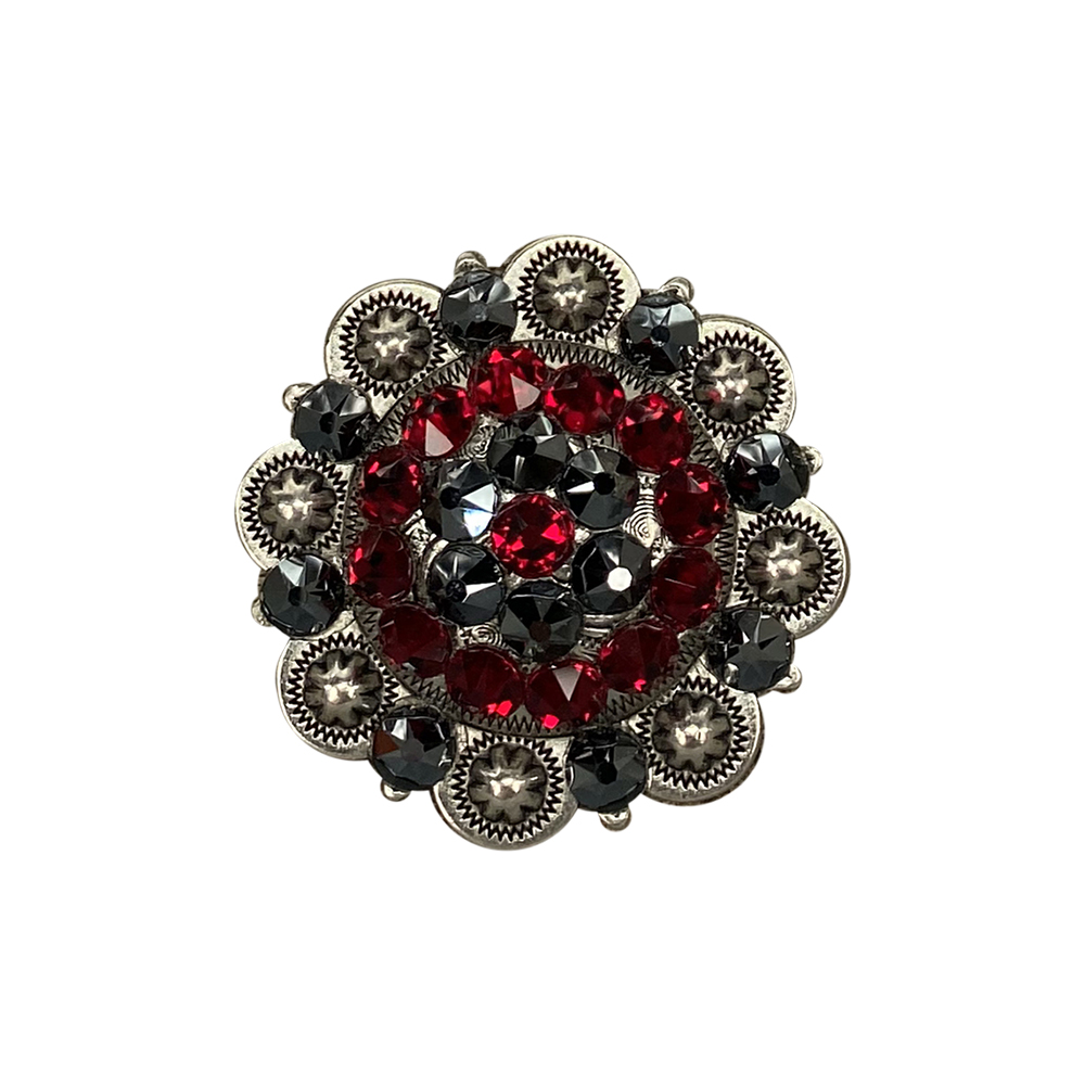 Antique Silver Ruby, Jet Crystal Conchos - Sizes from 1"- 3" and Buckles