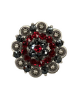 Antique Silver Ruby, Jet Crystal Conchos - Sizes from 1"- 3" and Buckles