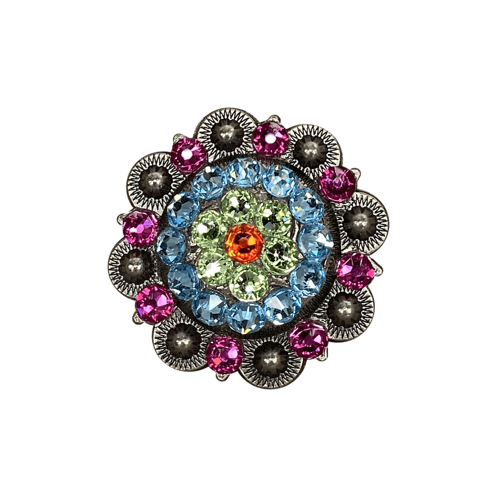 Tie Dye Antique Silver 2" European Crystal Concho
