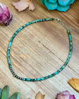 African Turquoise Heishi & Sterling Silver Pearl Necklace