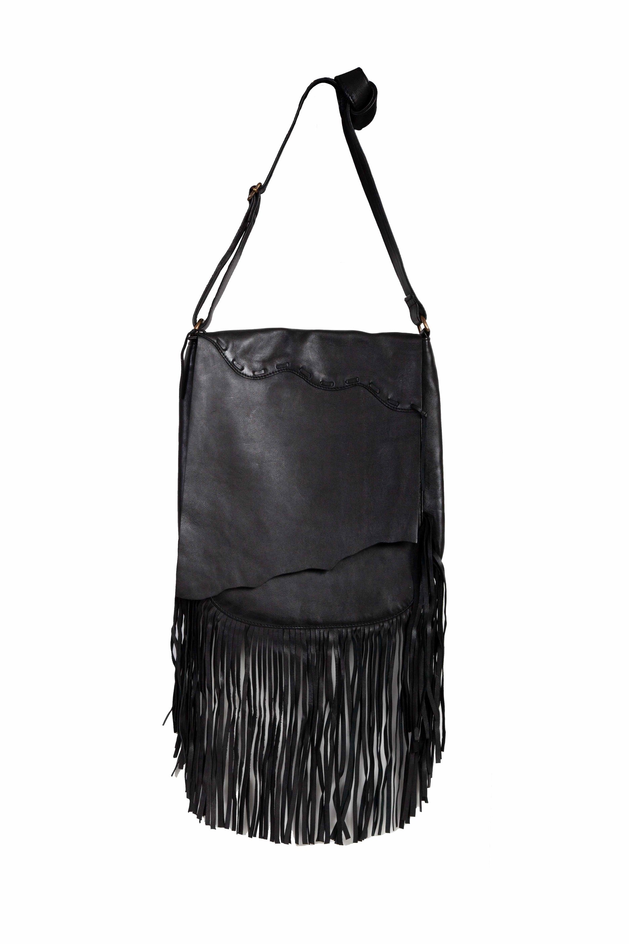Fringe/lace Black Handbag - B180-BLK