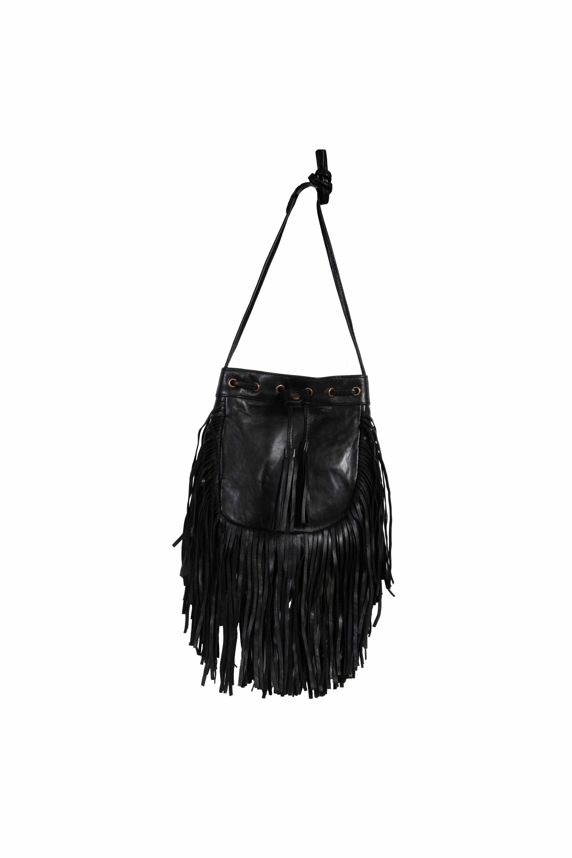 Fringe Black Handbag - B184-BLK