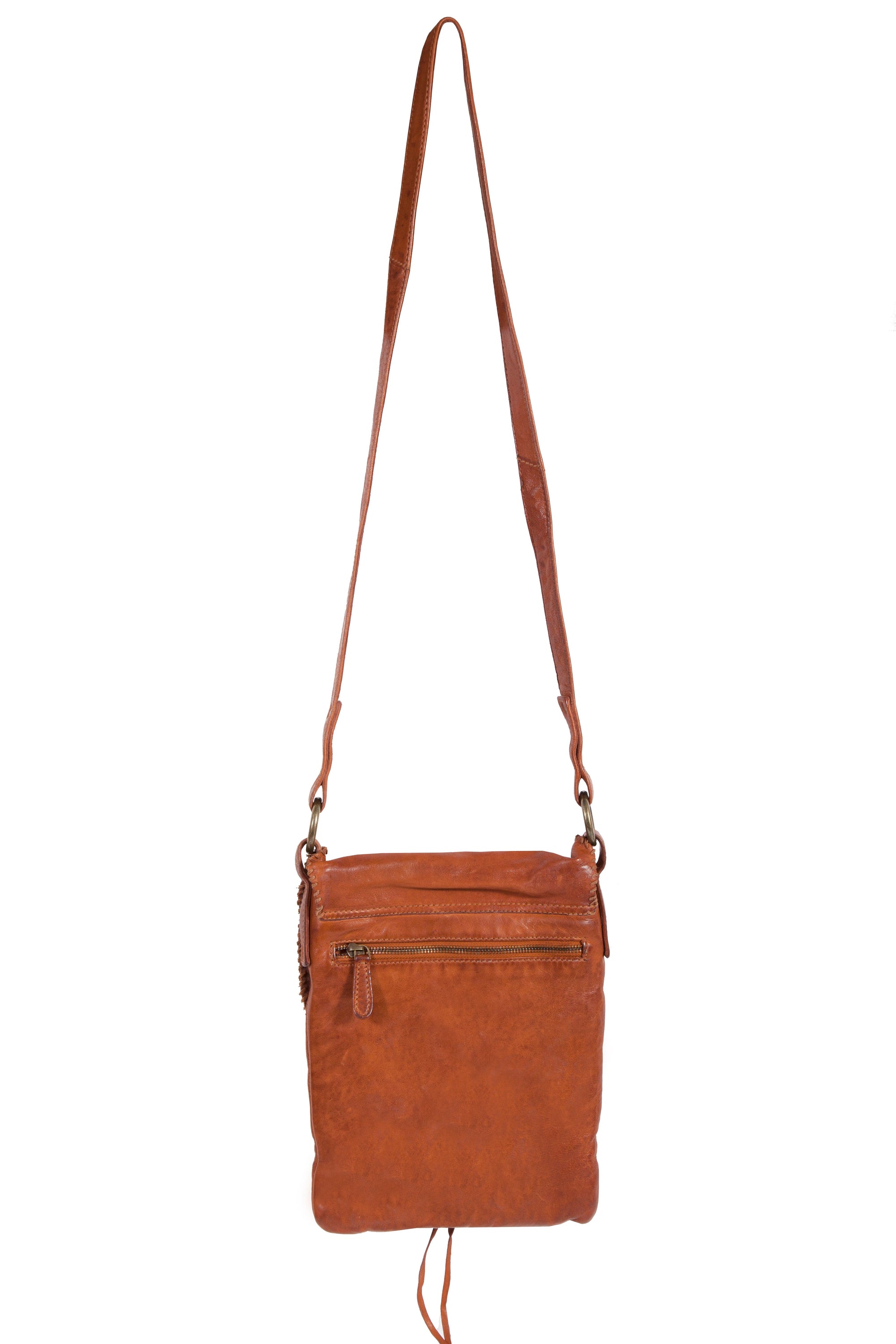 Whip Stitch Cognac Handbag - B185