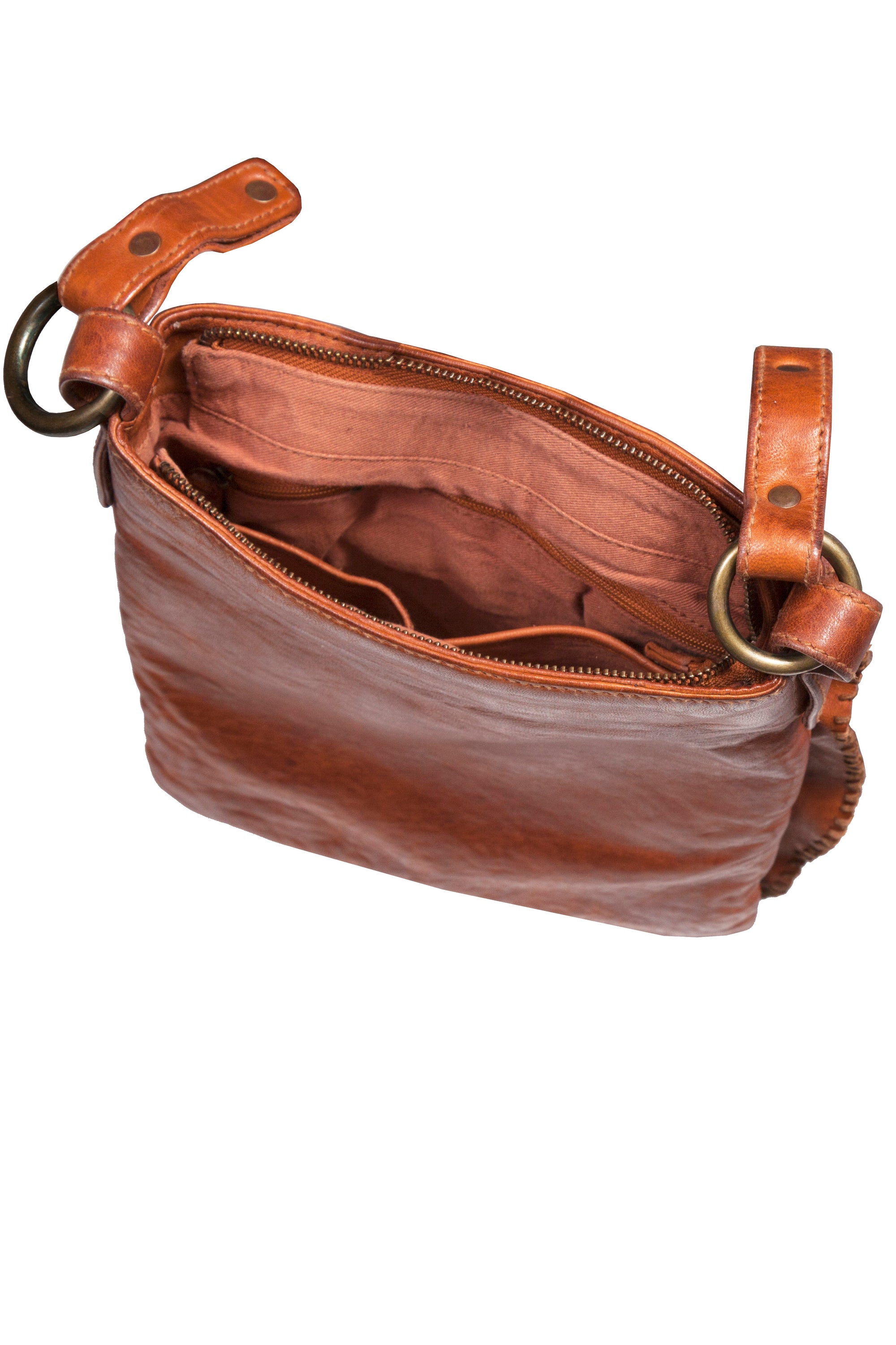 Whip Stitch Cognac Handbag - B185