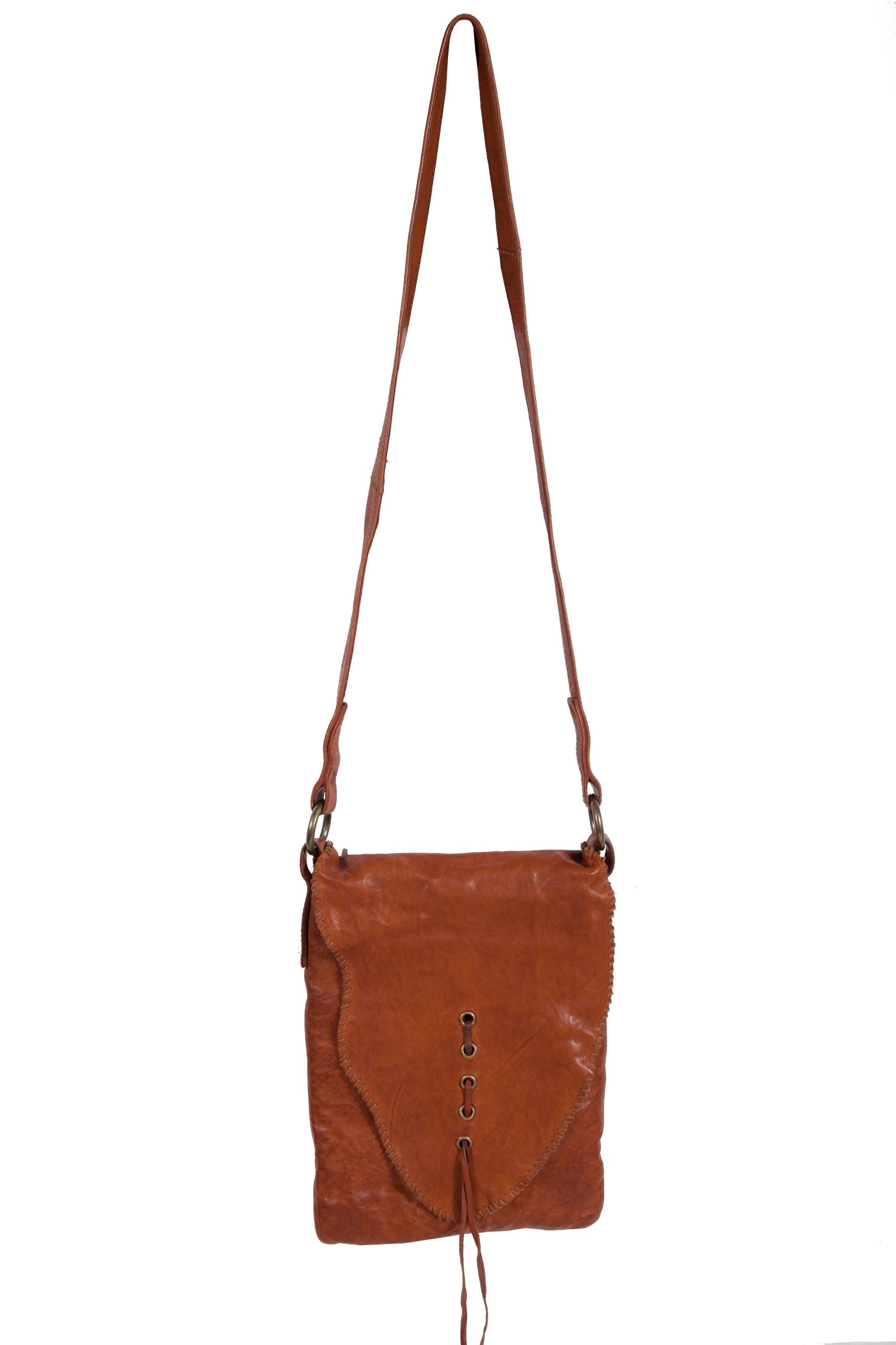 Whip Stitch Cognac Handbag - B185