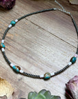 15” Pink Conch & Turquoise Necklace – Sterling Silver