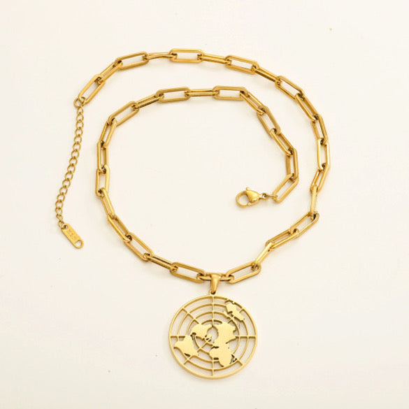 Flat Earth Pendant Necklace