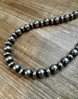 54 inch Necklace - 10 mm & 10 mm saucer Sterling Silver Pearls