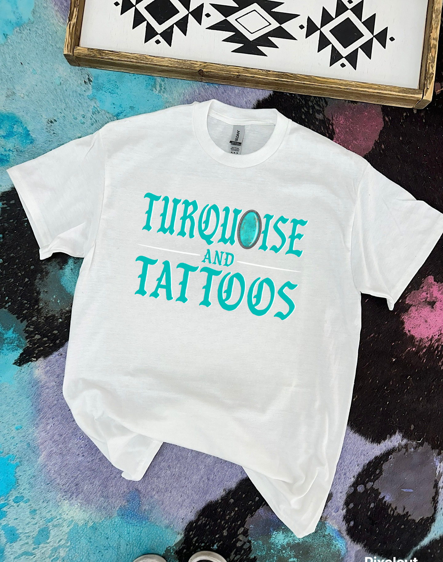 Turquoise &amp; Tattoos tee or crewneck
