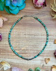 African Turquoise Heishi & Sterling Silver Pearl Necklace